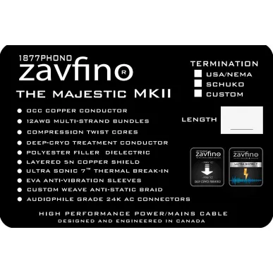 Силовой аудио кабель Zavfino MAJESTIC-PC Mk2 1.5m